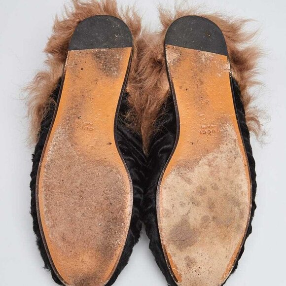 Gucci Black Shearling and Fur Princetown Mule Flats Size 4.5/35 - Picture 2 of 4